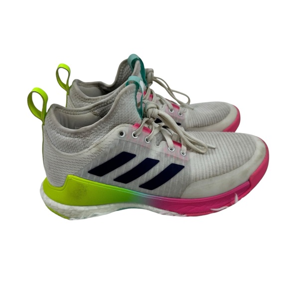 Adidas Crazyflight Women’s Volleyball Shoes Size 6 White Neon Pink Green Boost - Picture 2 of 10